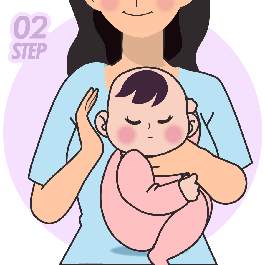 輕輕拍打嬰兒背部，避免奶水流入寶寶的氣管中